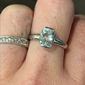 14K White Gold Large Aquamarine Ring